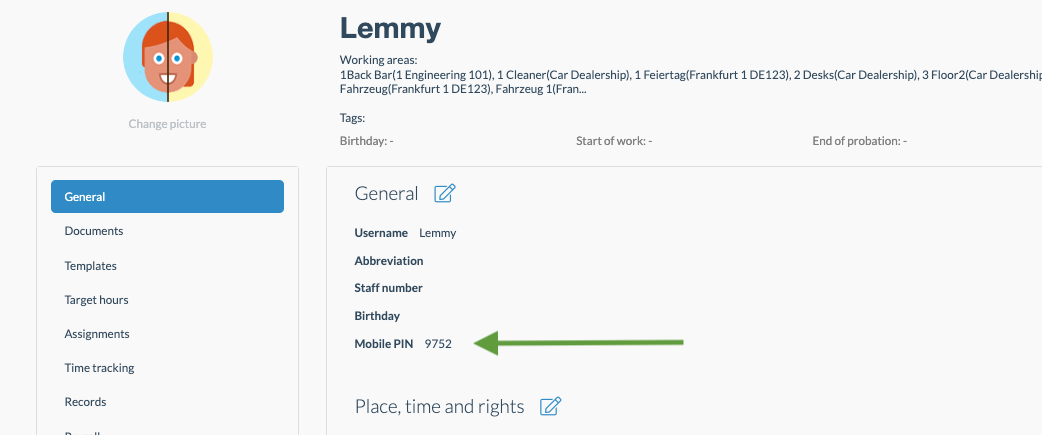 Time clock app: use employee PIN